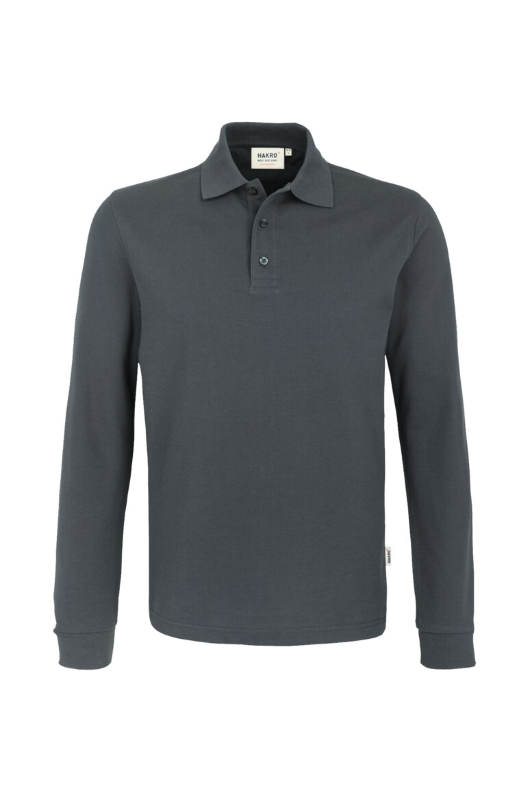 HAKRO 815 Longsleeve-Poloshirt MIKRALINAR® in Anthrazit – Vorderansicht