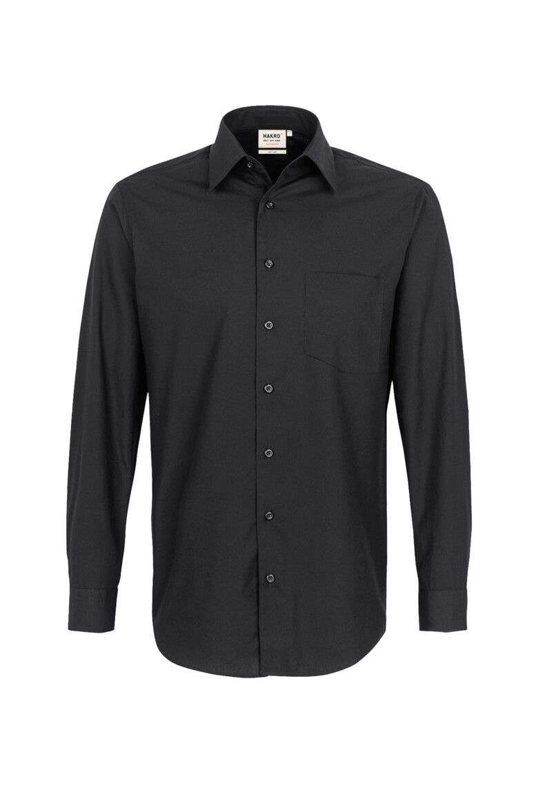 HAKRO 123 Hemd MIKRALINAR® Comfort in Schwarz – Vorderansicht