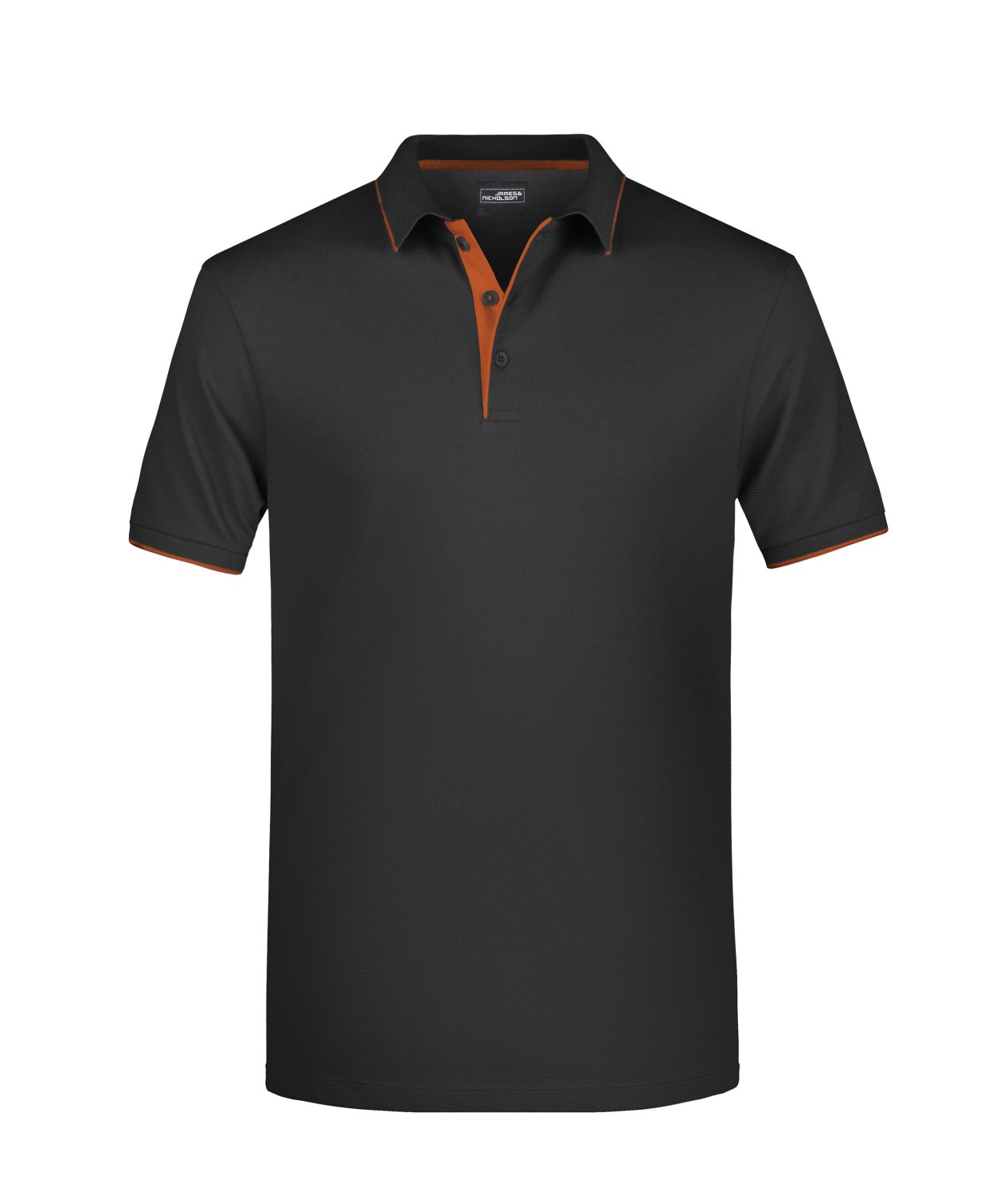 Daiber Men's Polo Stripe in Black/Orange – Vorderansicht