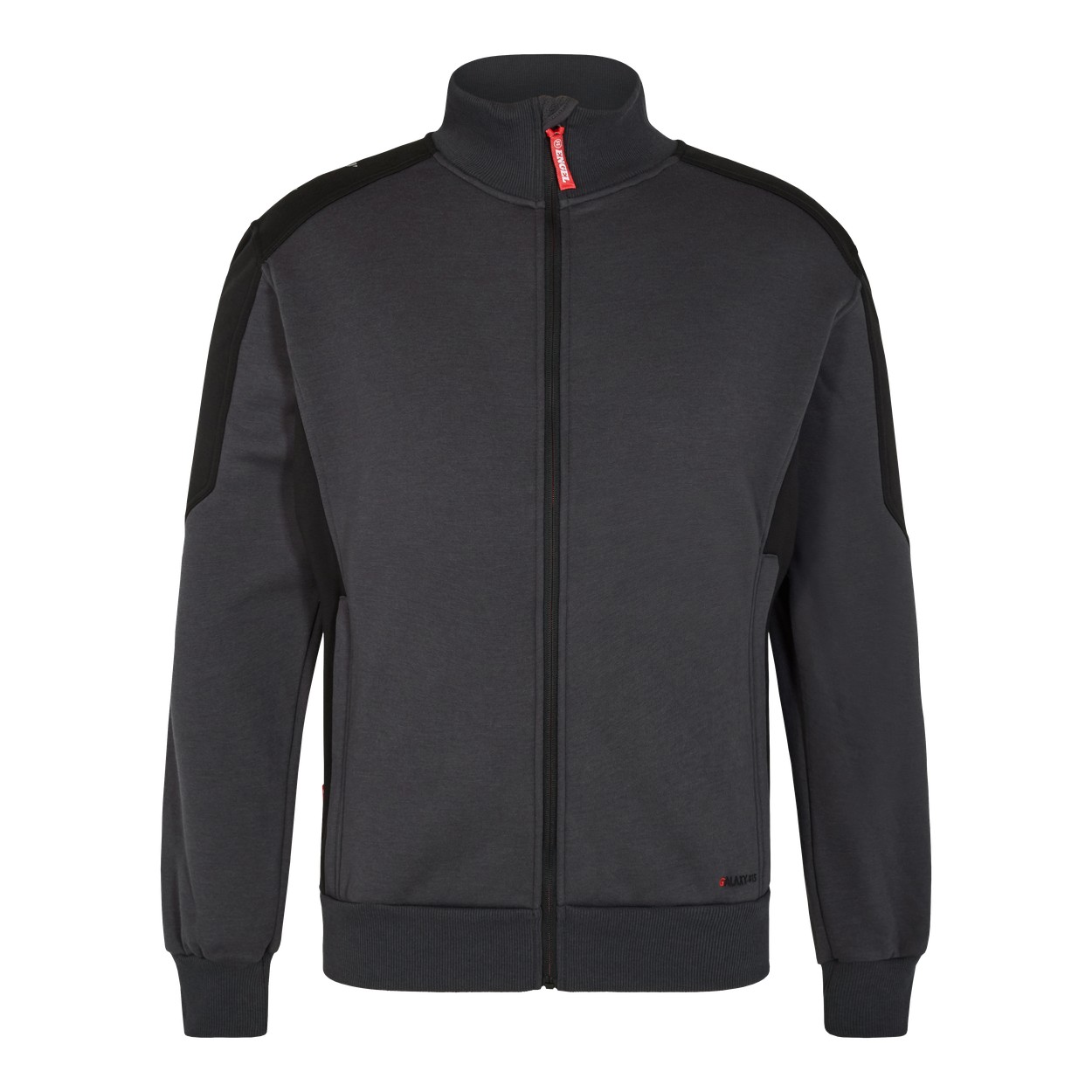 ENGEL Galaxy 8830-233 Sweatcardigan mit Kragen in Anthrazitgrau/Schwarz – Vorderansicht