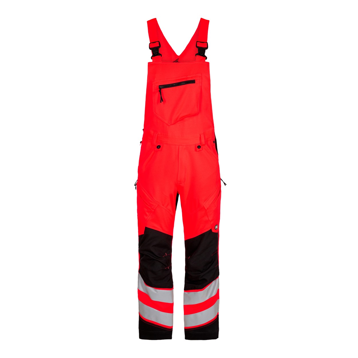 ENGEL Safety 3544-314 Latzhose mit 2-Wege-Stretch in Rot/Schwarz – Vorderansicht