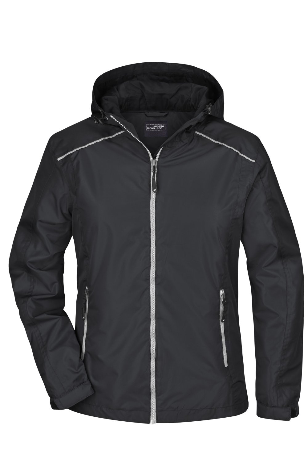 Daiber Ladies' Rain Jacket in Black/Silver – Vorderansicht