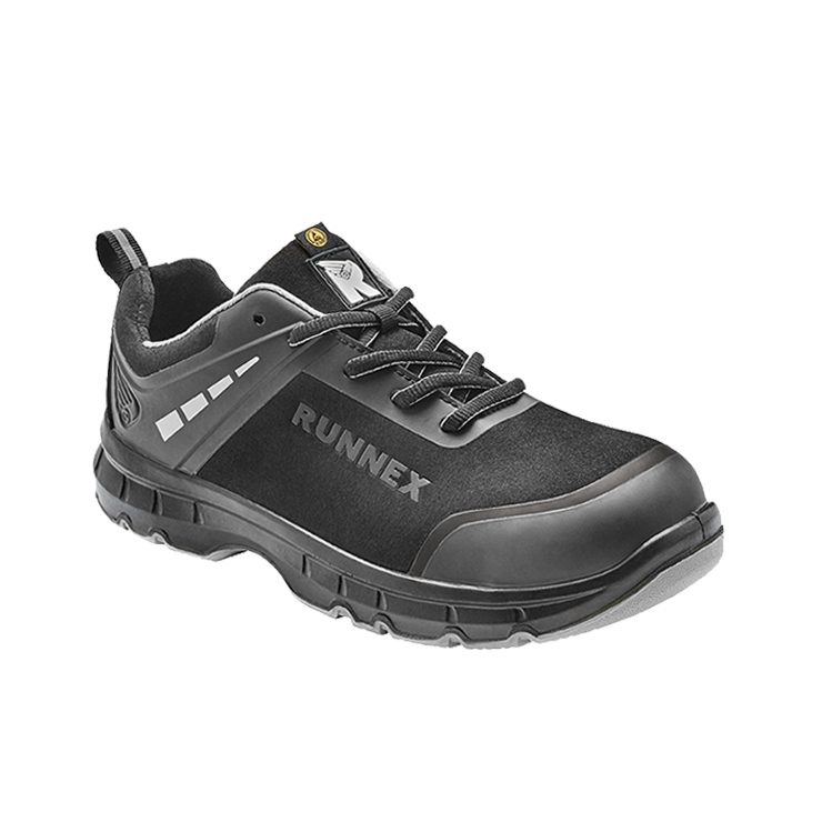 RUNNEX® S3S-ESD-Sicherheitshalbschuhe FlexStar in Schwarz/Grau – Vorderansicht