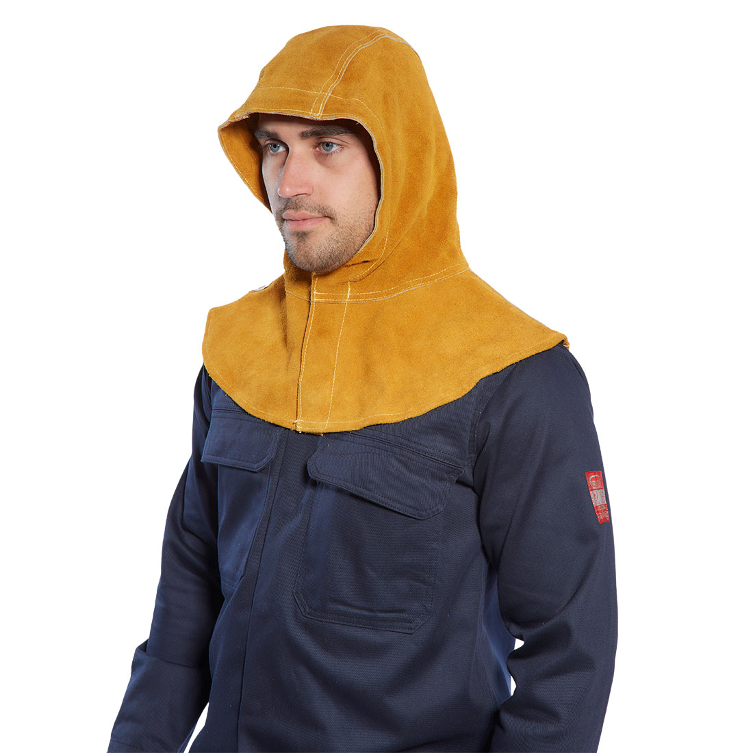 Portwest FR Leather Hood in Hellbraun – Vorderansicht
