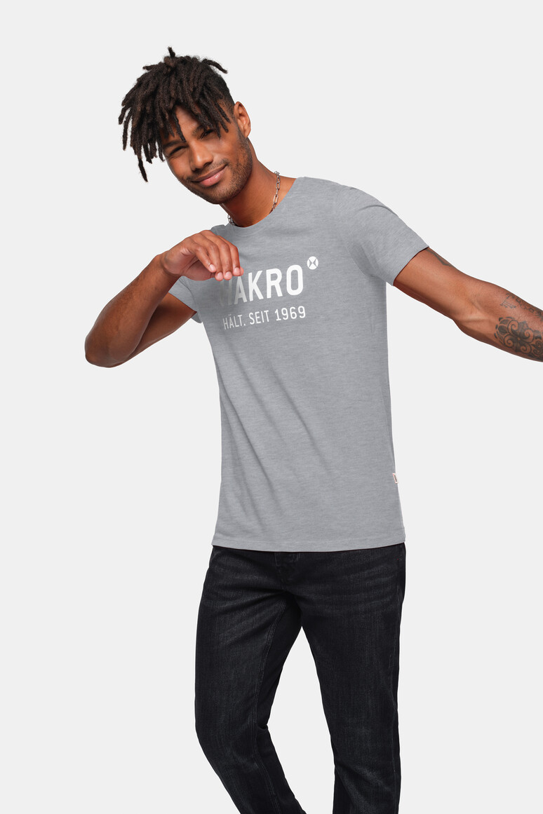 HAKRO 1969 T-Shirt Logo in Grau Meliert – Modellansicht