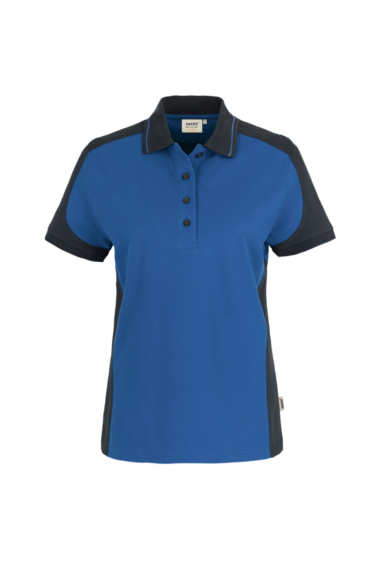 HAKRO 239 Damen Poloshirt Contrast MIKRALINAR® in Royalblau/Anthrazit – Vorderansicht