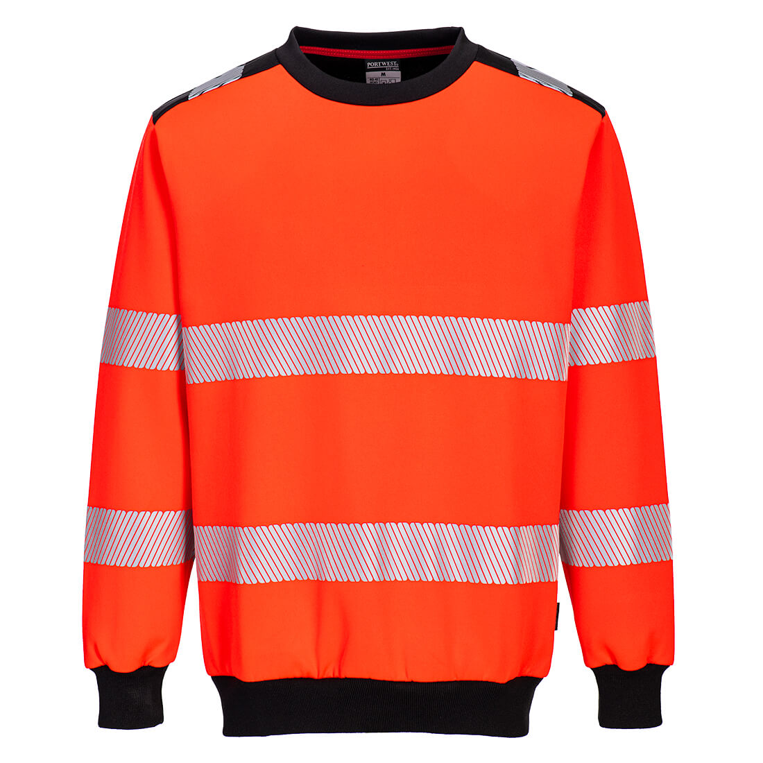 Portwest PW3 Hi-Vis Sweatshirt in Rot/Schwarz – Vorderansicht
