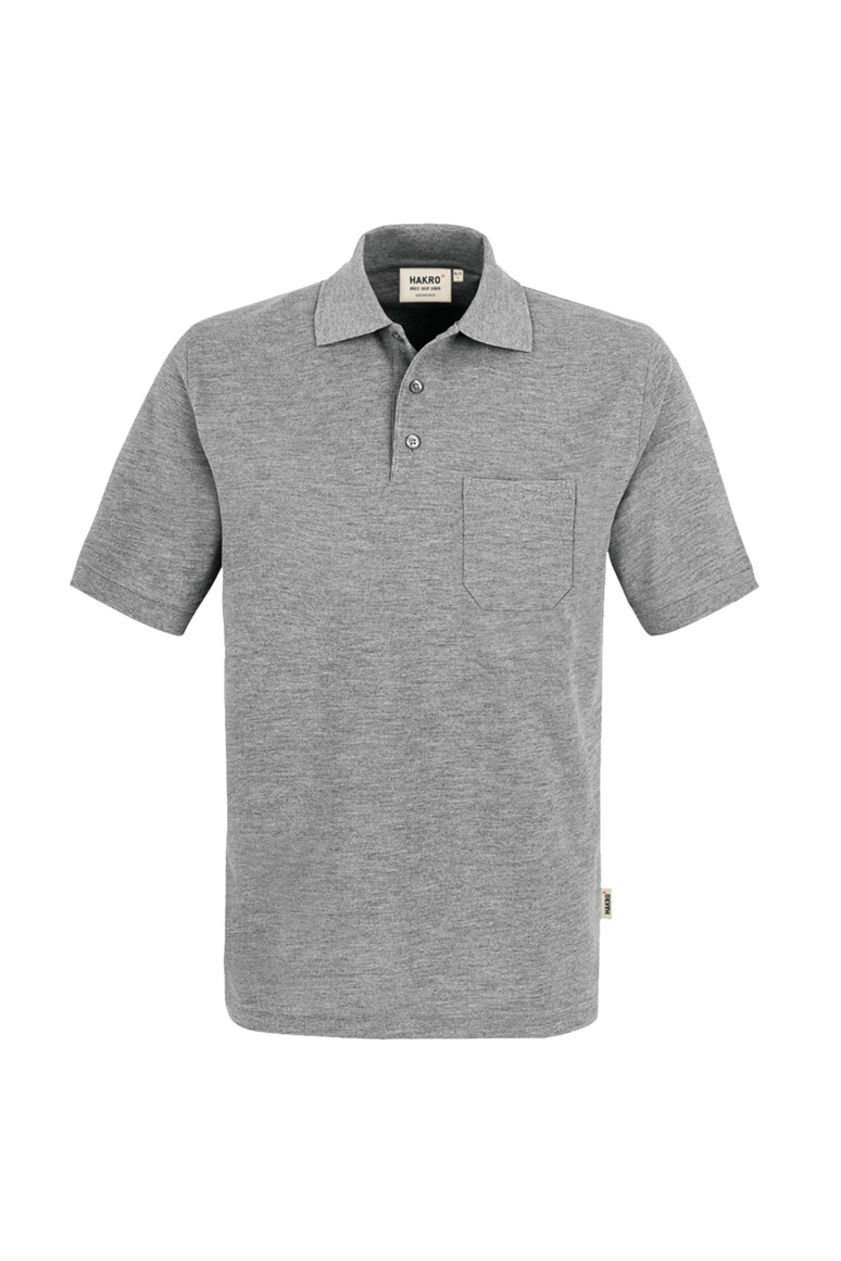 HAKRO 802 Pocket-Poloshirt Top in Grau Meliert – Vorderansicht