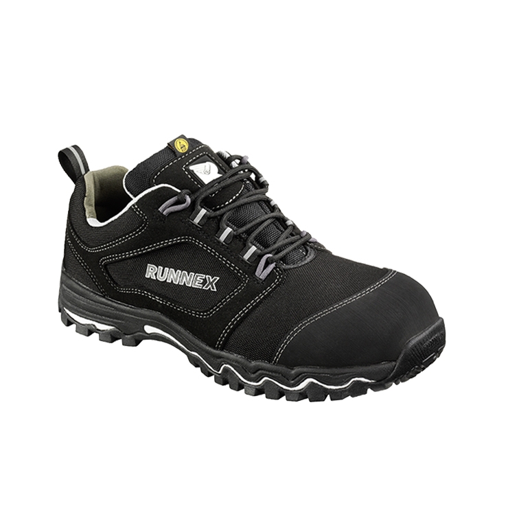 RUNNEX® S3S-ESD-Sicherheitshalbschuhe LightStar in Schwarz/Weiß/Grau – Vorderansicht
