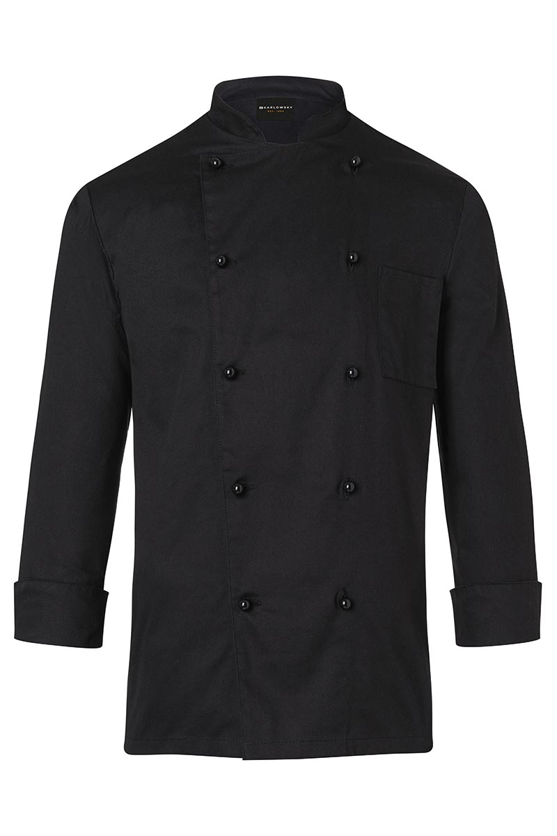 Karlowsky Kochjacke Basic in Schwarz – Vorderansicht