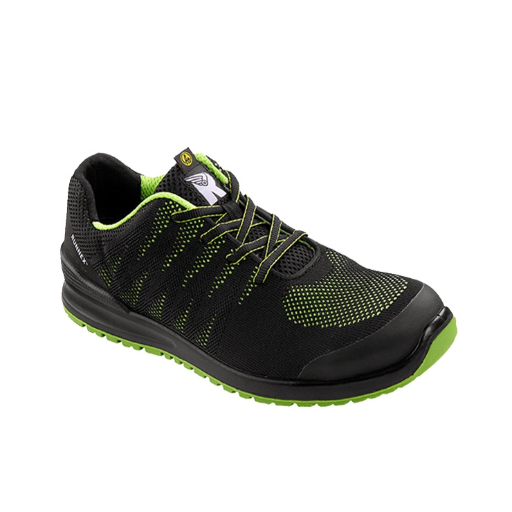 RUNNEX® S1PS-ESD-Sicherheitshalbschuhe SportStar in Schwarz/Grün – Vorderansicht