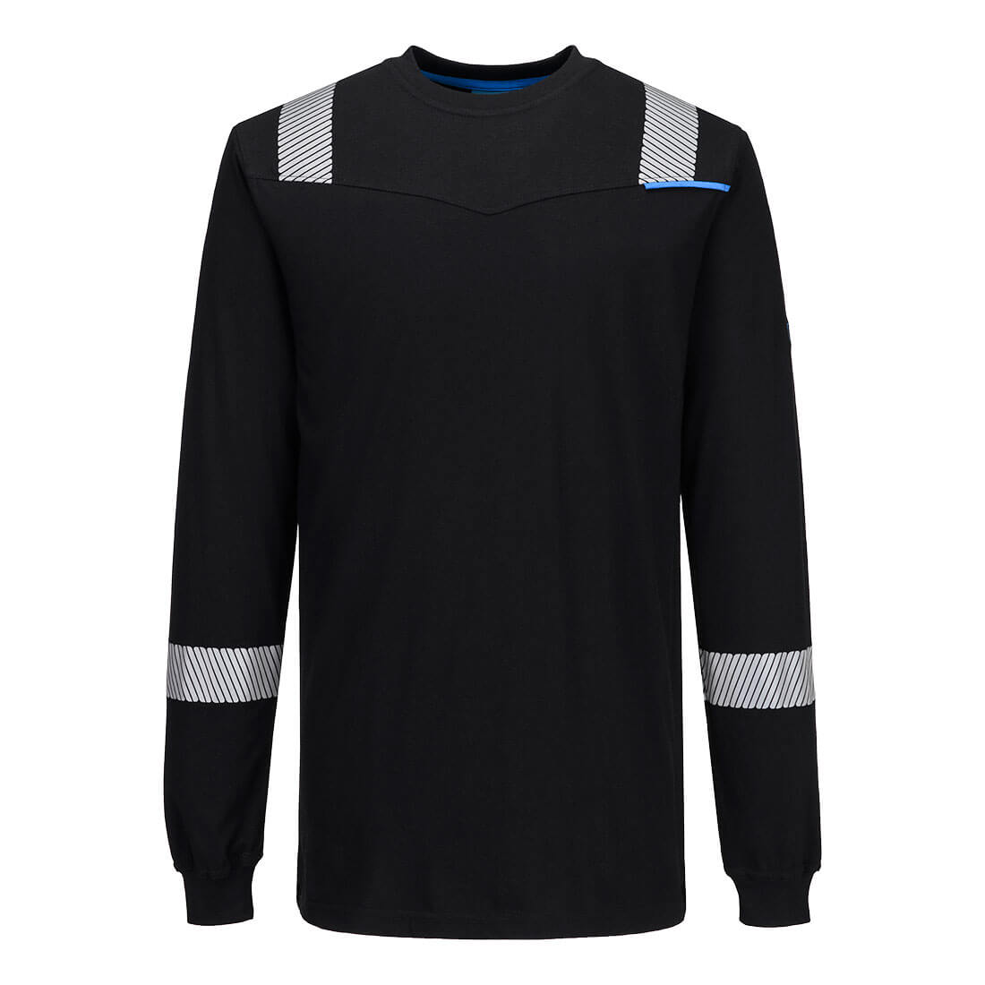 Portwest WX3 Modaflame Knit FR Long Sleeve T-Shirt in Schwarz – Vorderansicht