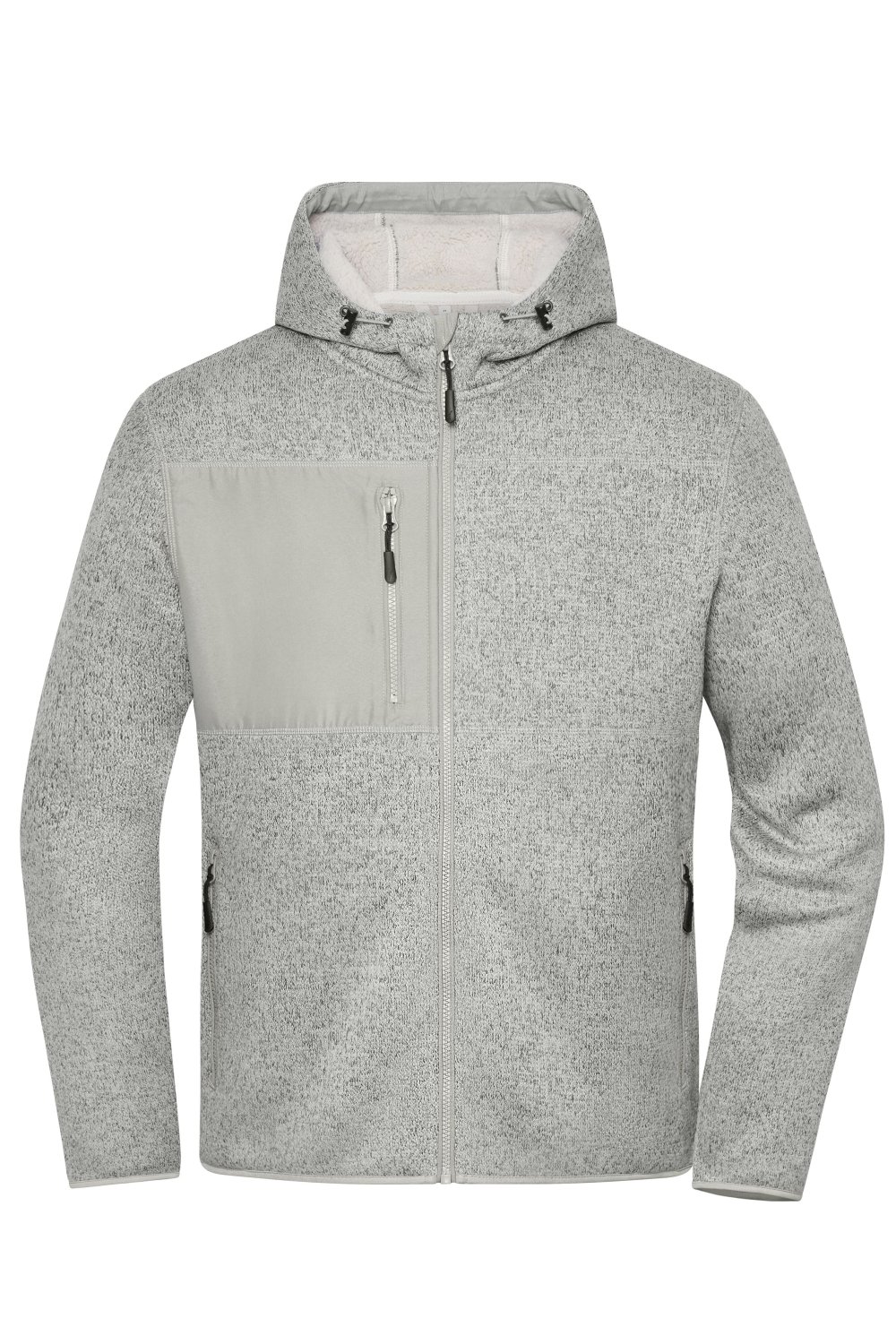 Daiber Workwear Knitted Fleece Jacket in Cement-Melange/Nature – Vorderansicht
