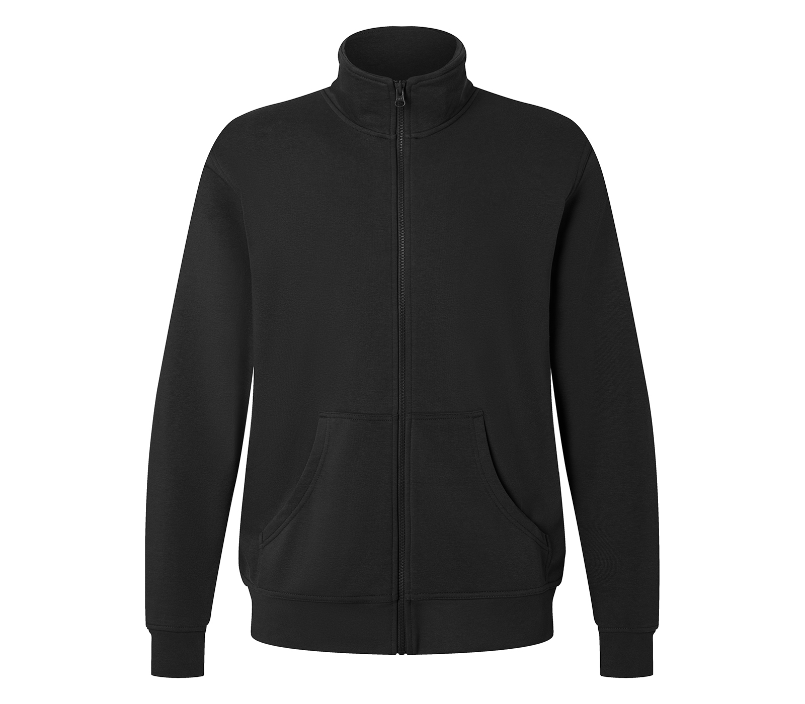 KÜBLER SHIRTS Sweatjacke in Schwarz – Vorderansicht