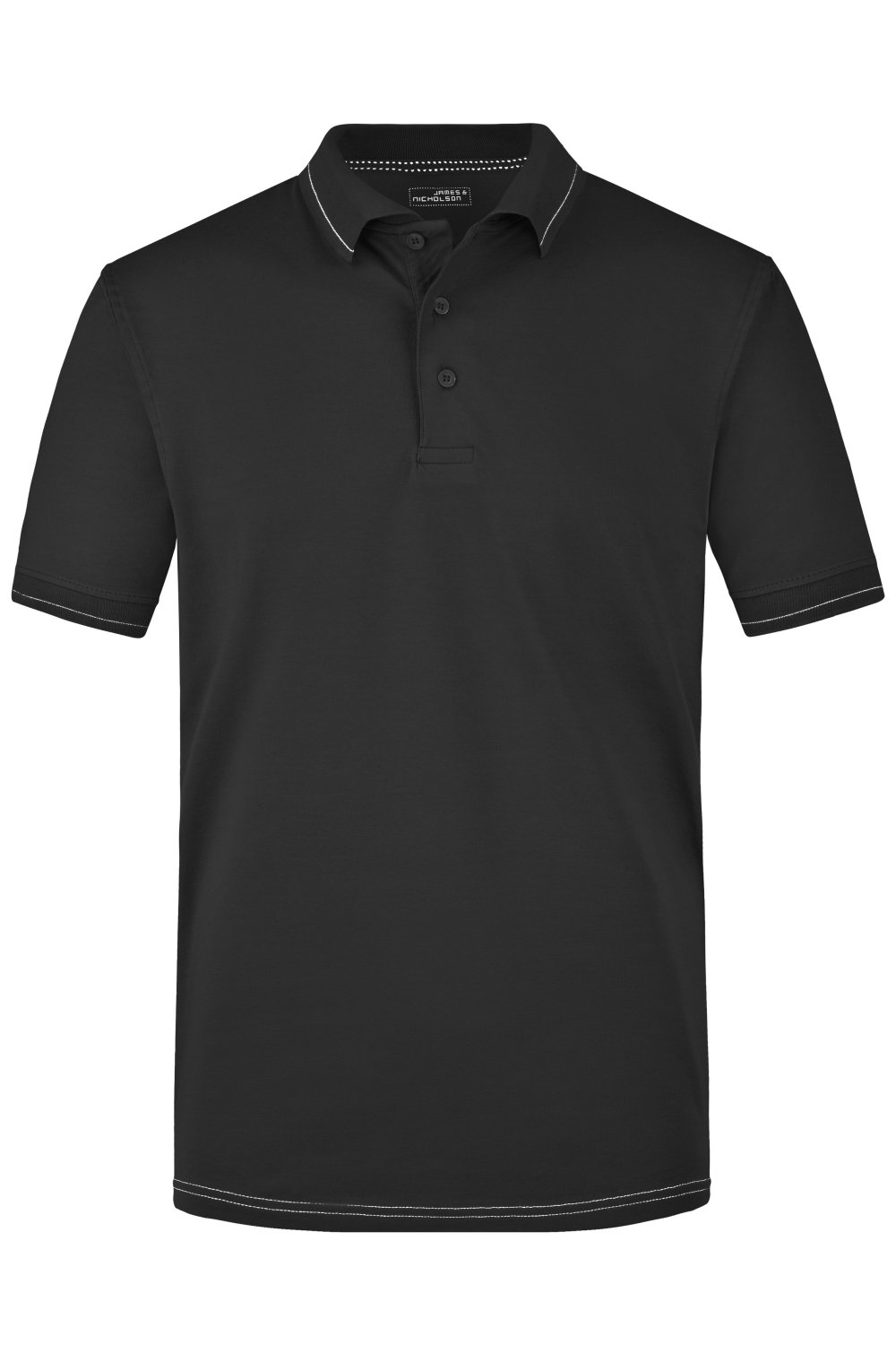 Daiber Men's Elastic Polo in Black/White – Vorderansicht