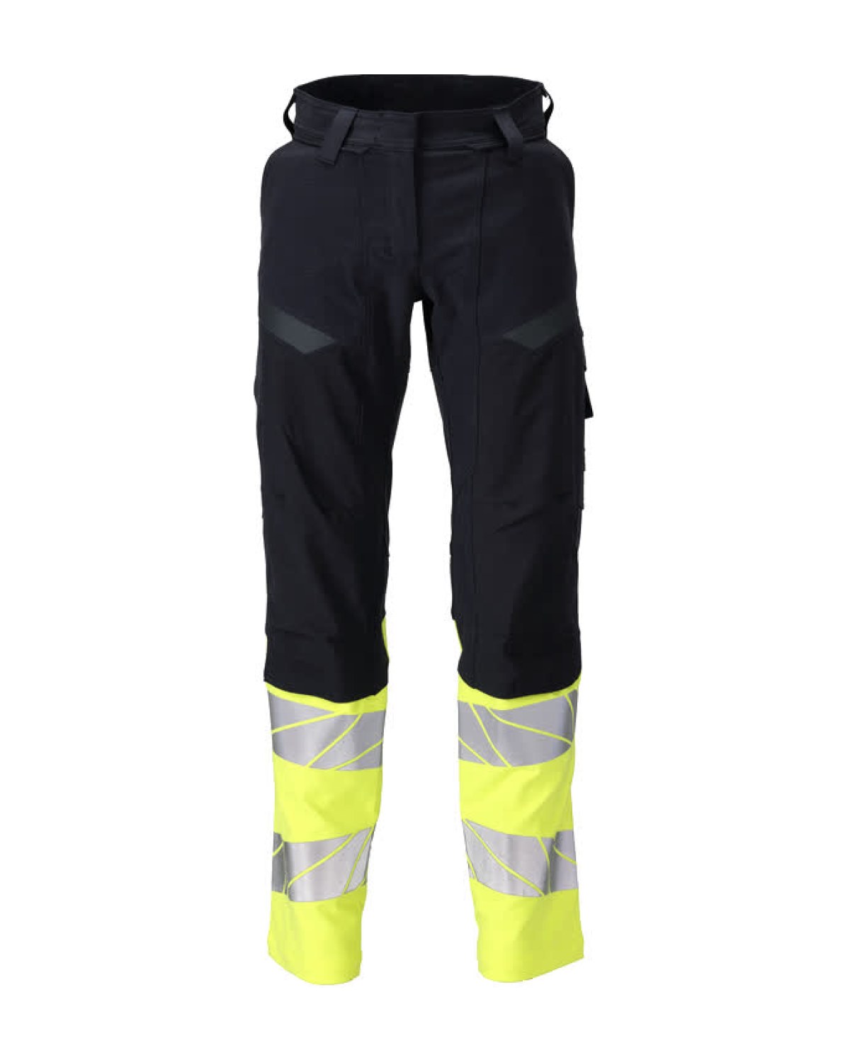 MASCOT Accelerate Multisafe Hose mit Knietaschen (Damen) in Schwarzblau/Hi-Vis Gelb – Vorderansicht