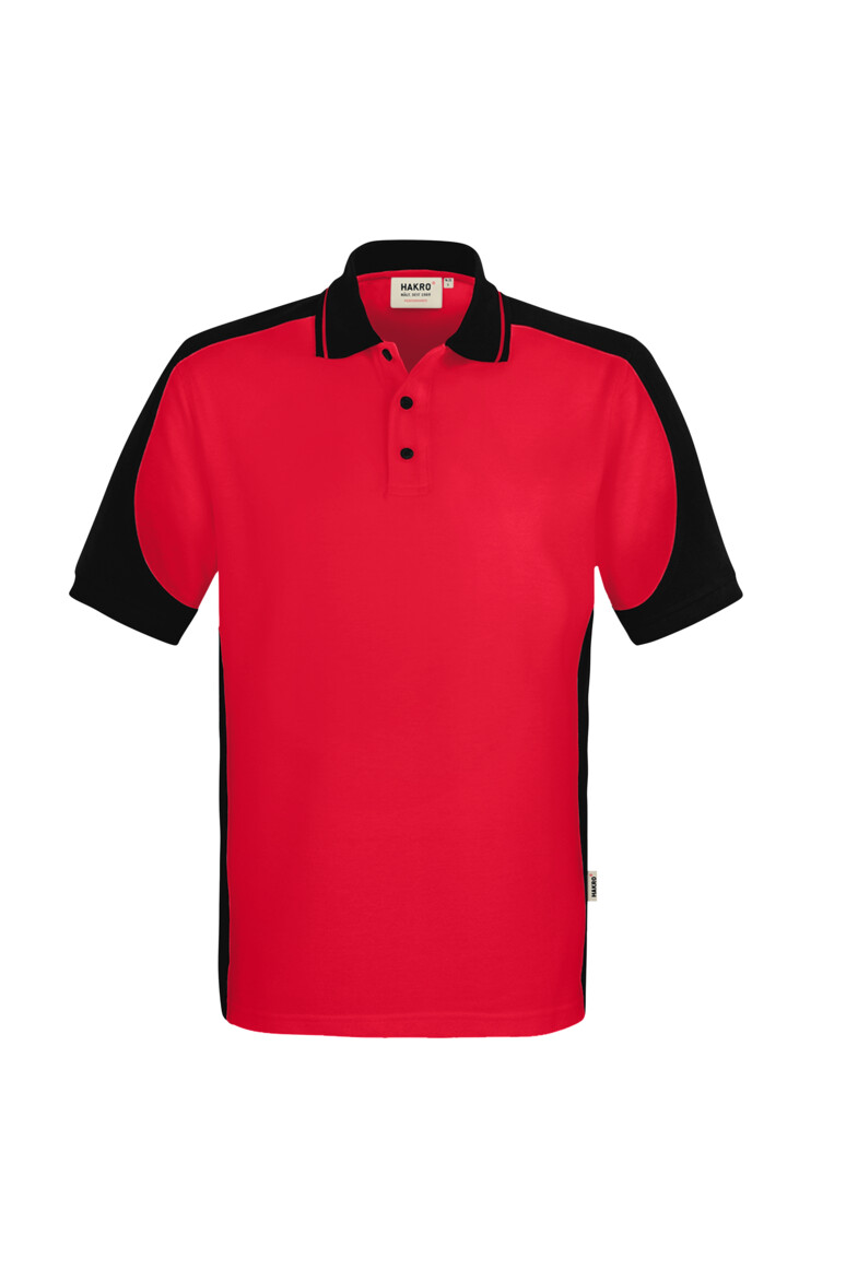 HAKRO 539 Poloshirt Contrast MIKRALINAR® ECO in Rot/Schwarz – Vorderansicht
