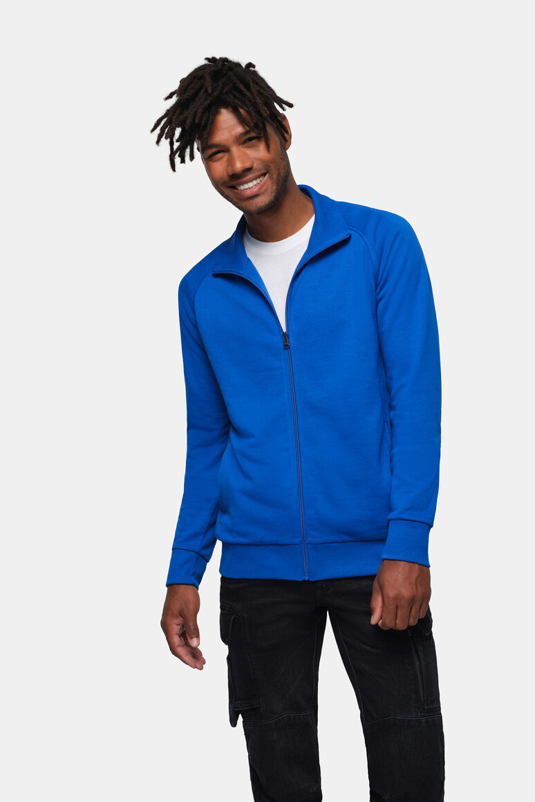 HAKRO 606 Sweatjacke Premium in Royalblau – Modellansicht