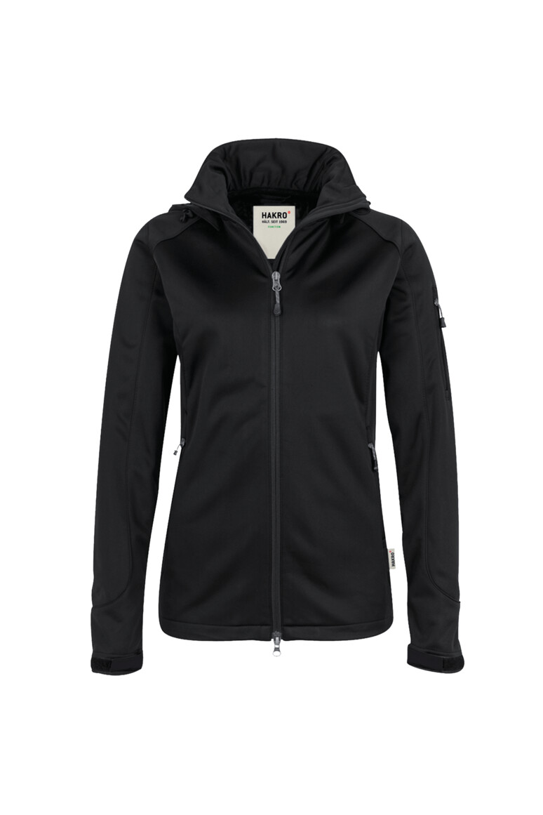 HAKRO 248 Damen Softshelljacke in Schwarz – Vorderansicht