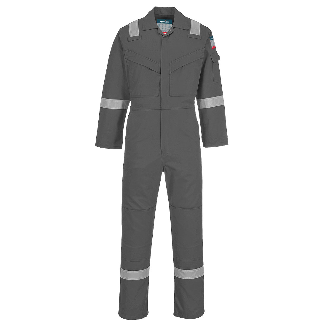 Portwest Bizflame Work Lightweight FR Coverall in Grau – Vorderansicht