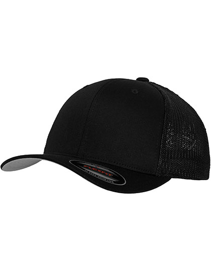 Flexfit Mesh Trucker Cap in Black – Vorderansicht