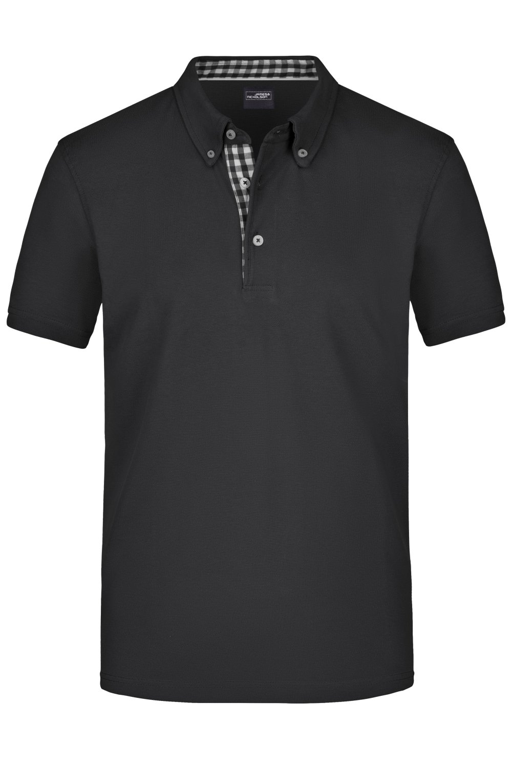 Daiber Men's Plain Polo in Black/Black-White – Vorderansicht