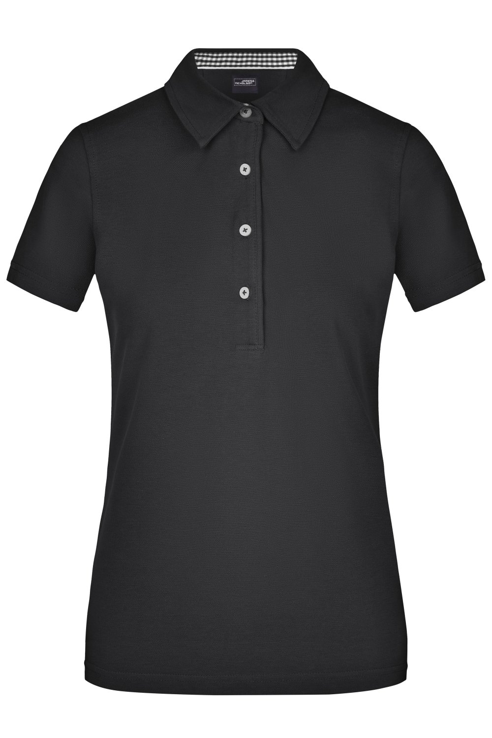 Daiber Ladies' Plain Polo in Black/Black-White – Vorderansicht