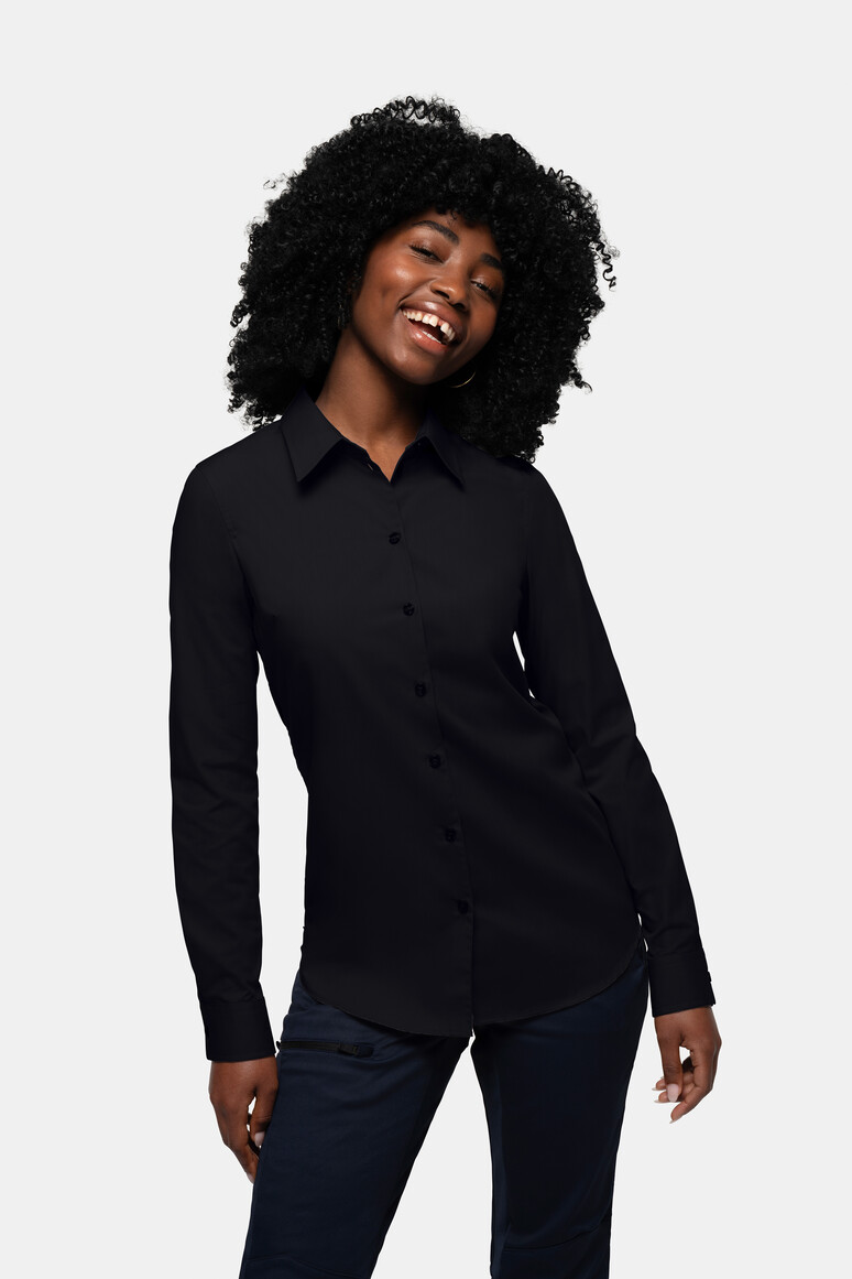 HAKRO 121 Bluse MIKRALINAR® in Schwarz – Modellansicht