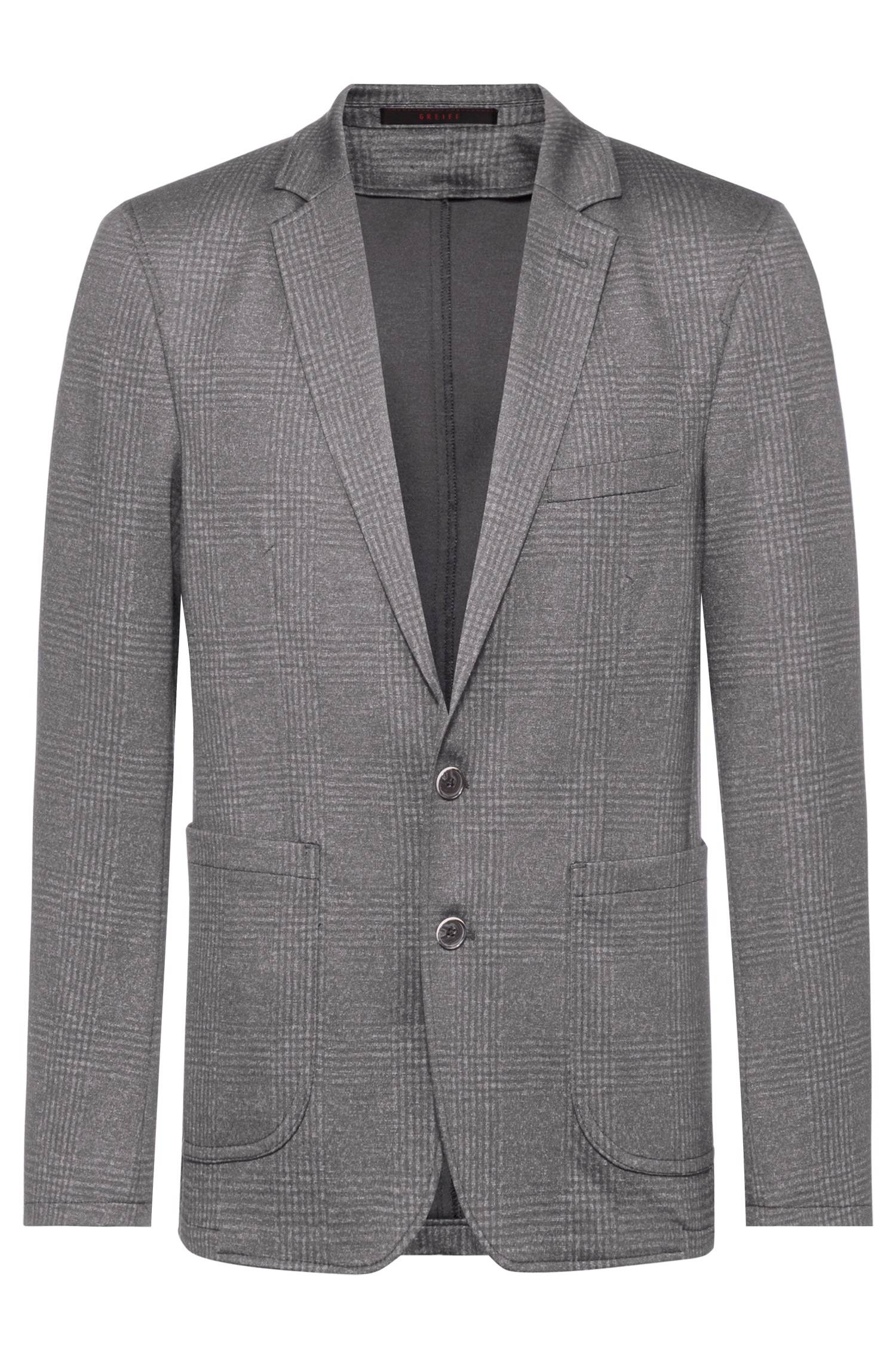 Greiff Herren-Jerseysakko RF Casual in Glencheck Hellgrau – Vorderansicht