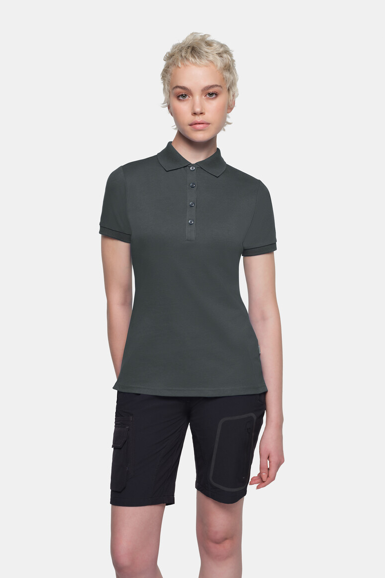 HAKRO 214 COTTON TEC® Damen Poloshirt in Anthrazit – Modellansicht