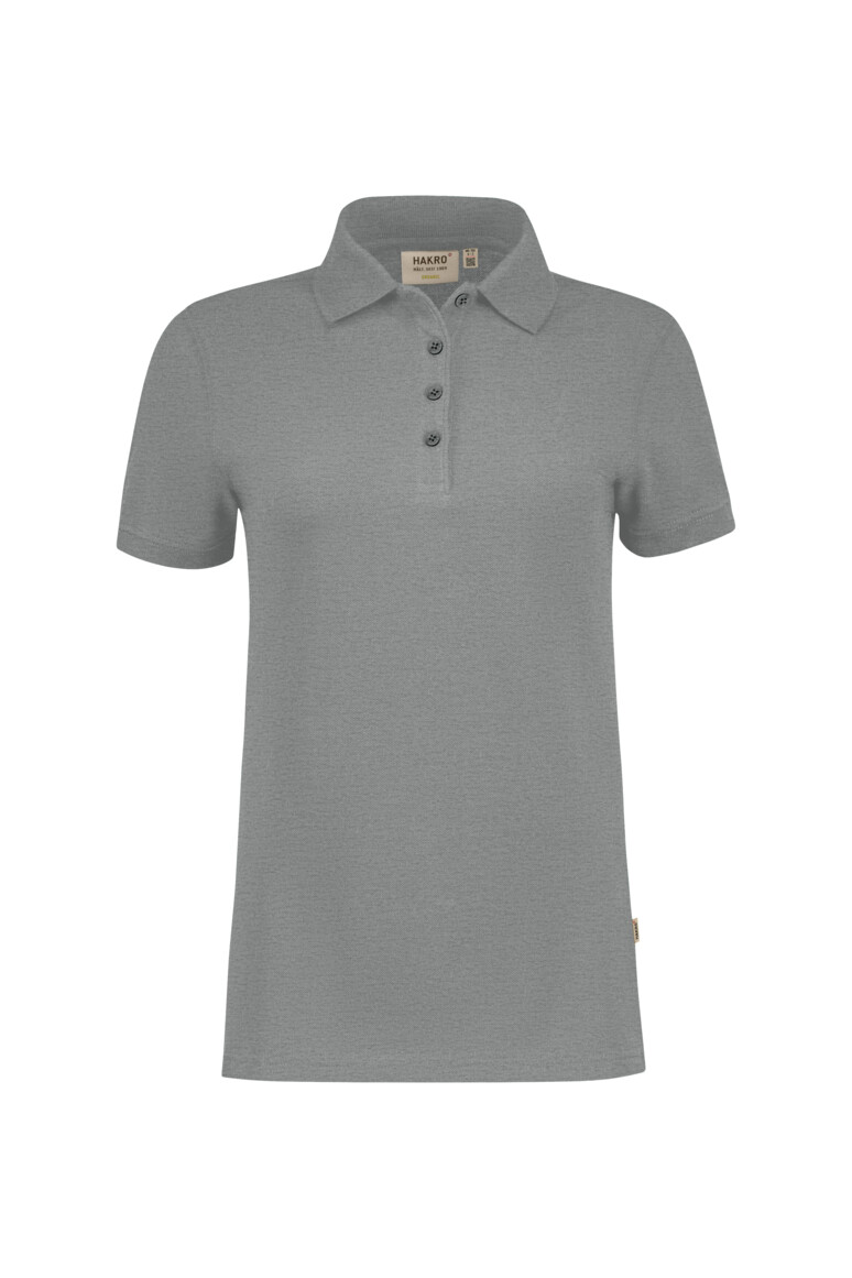 HAKRO 301 Damen Poloshirt Bio-Baumwolle in Grau Meliert – Vorderansicht