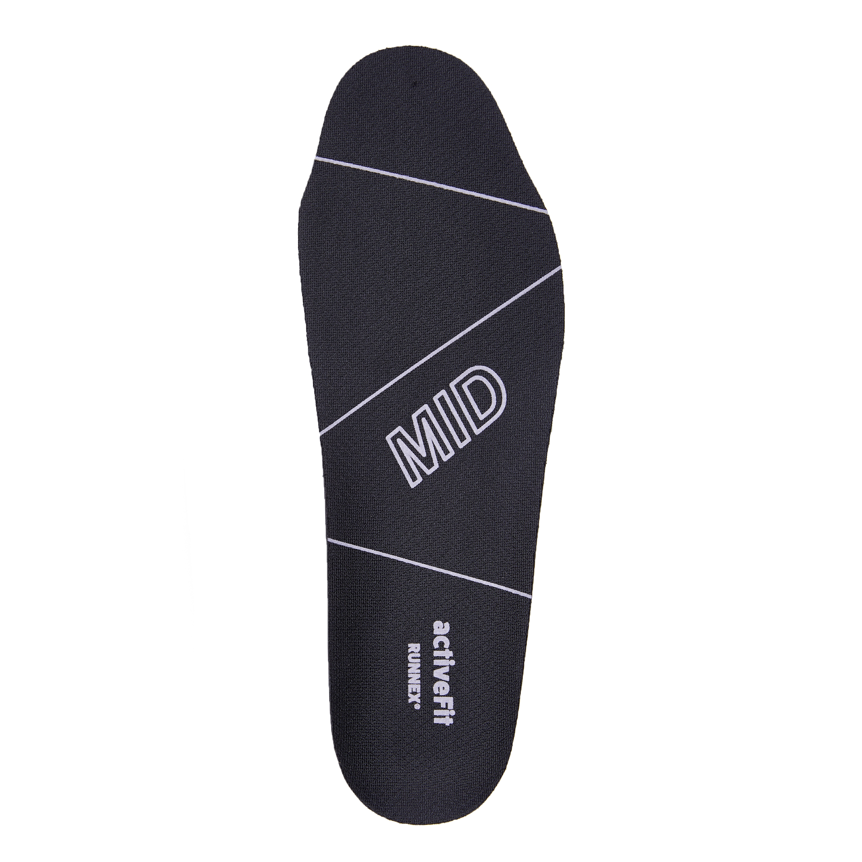 RUNNEX® Einlegesohle activeFit mid in Schwarz/Grau – Vorderansicht