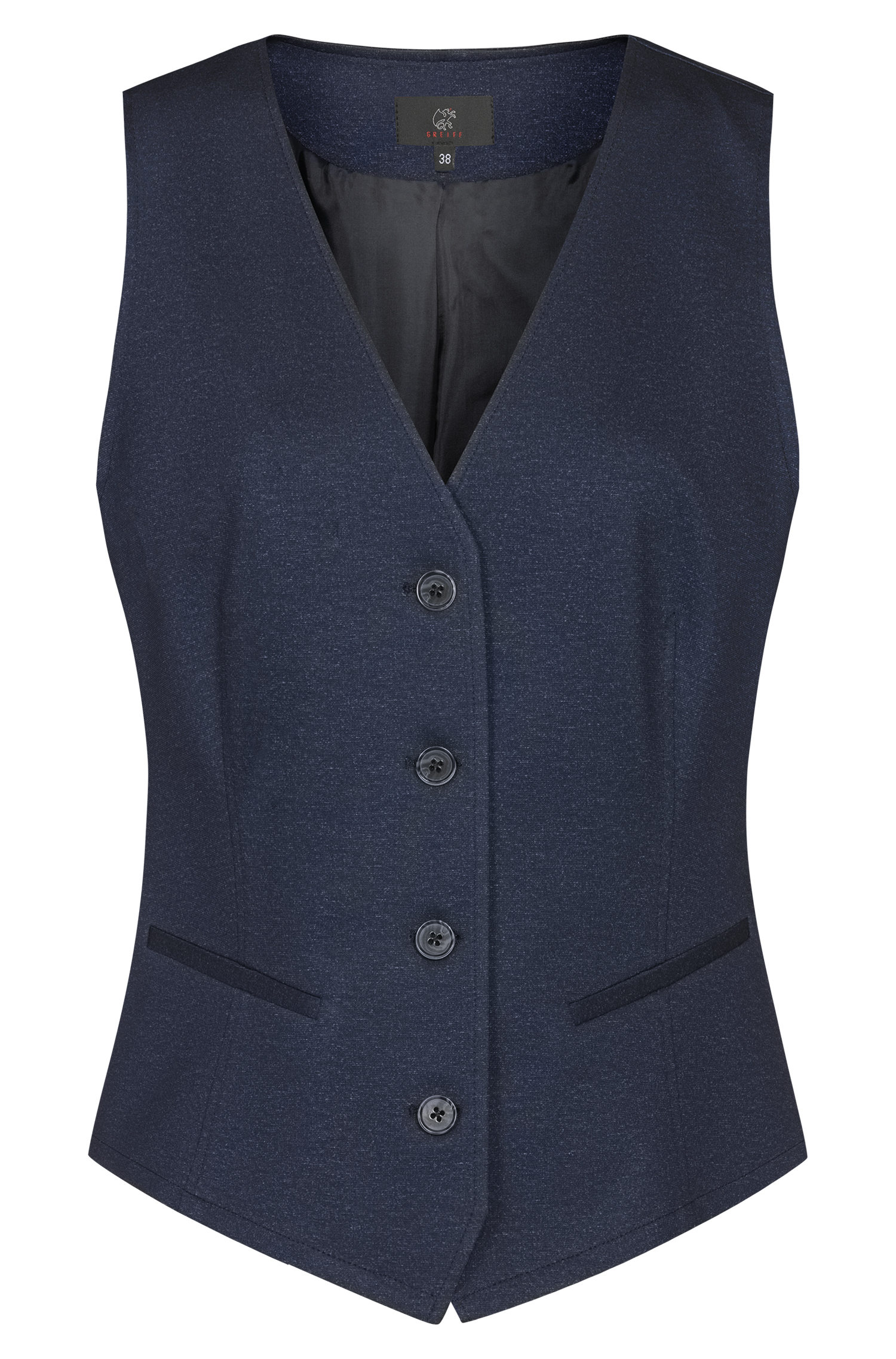 Greiff Damen-Jerseyweste RF Casual in Blau Meliert – Vorderansicht