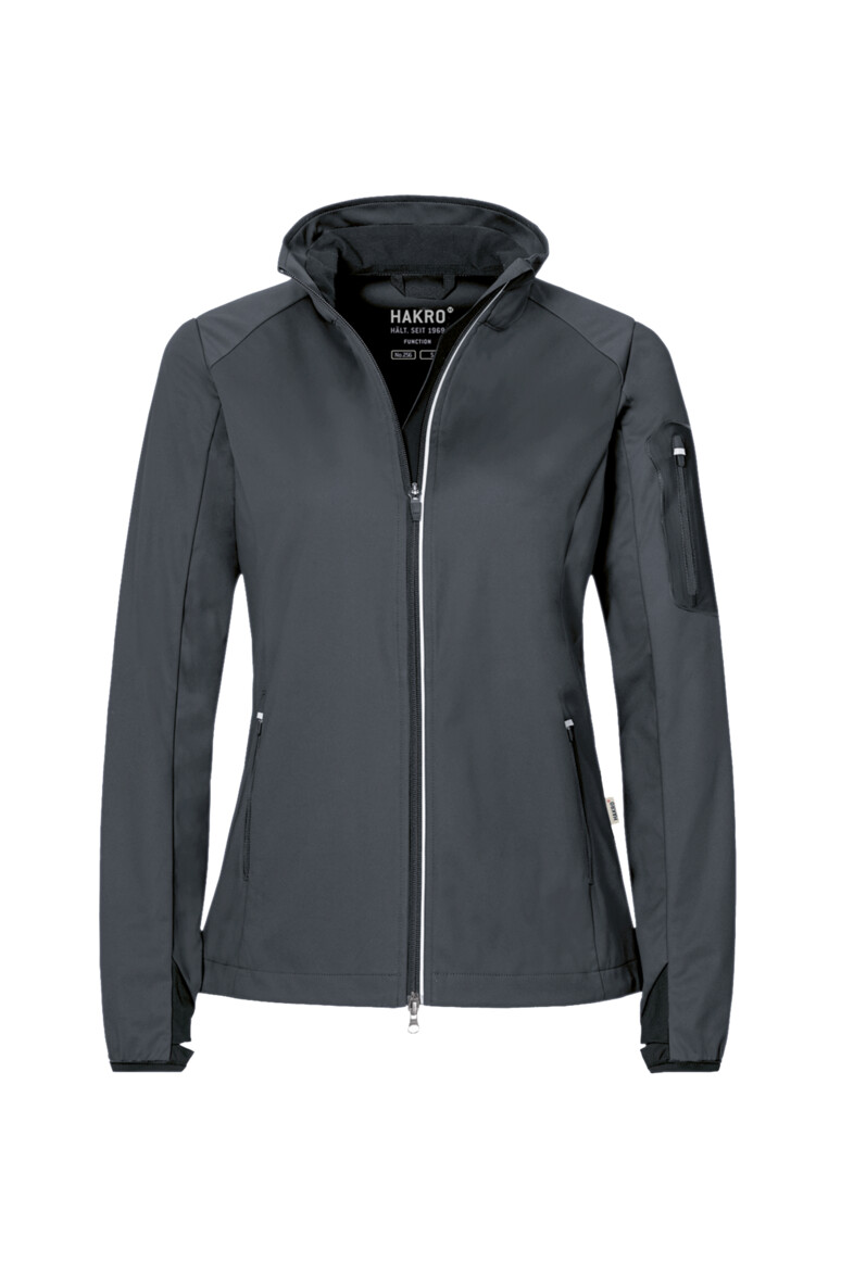 HAKRO 256 Damen Light-Softshelljacke in Anthrazit – Vorderansicht