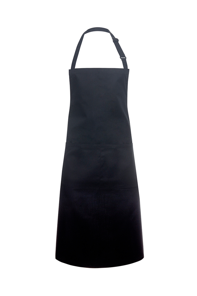 Karlowsky Latzschürze Basic mit Schnalle und Tasche in Schwarz – Vorderansicht