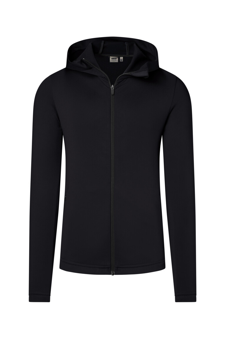 HAKRO 873 Kapuzen-Tecjacke ECO in Schwarz – Vorderansicht