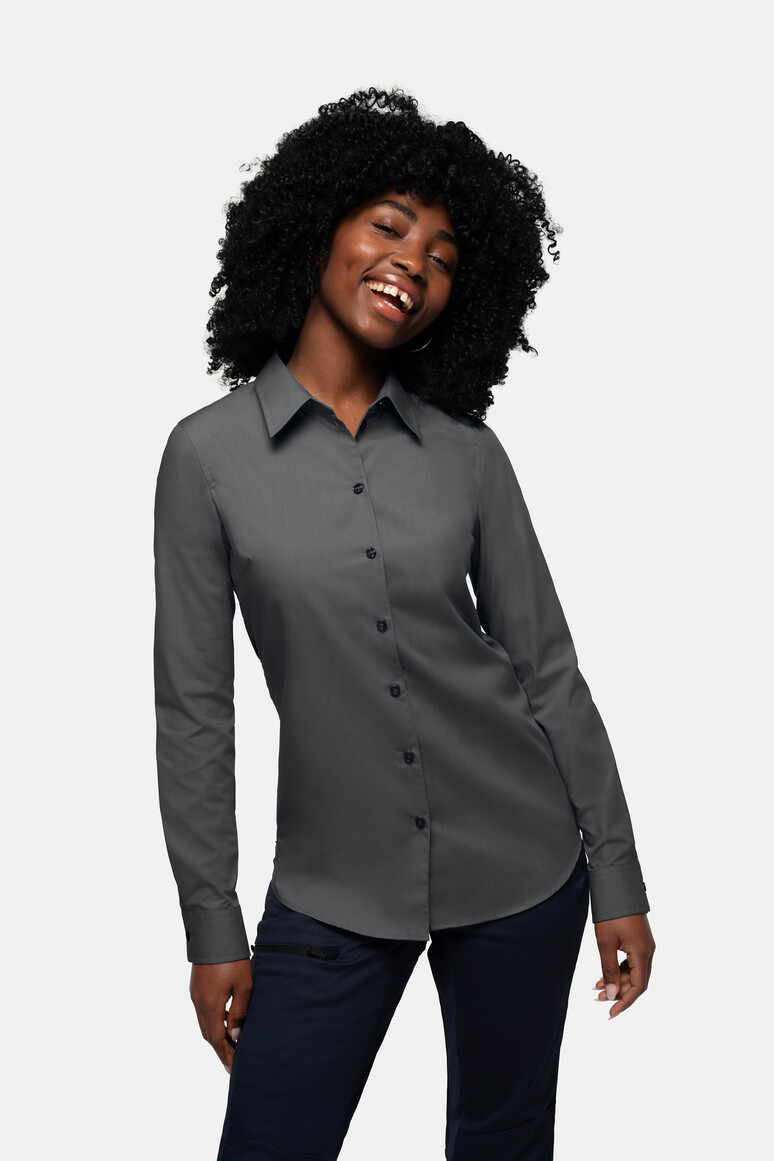 HAKRO 121 Bluse MIKRALINAR® in Anthrazit – Modellansicht