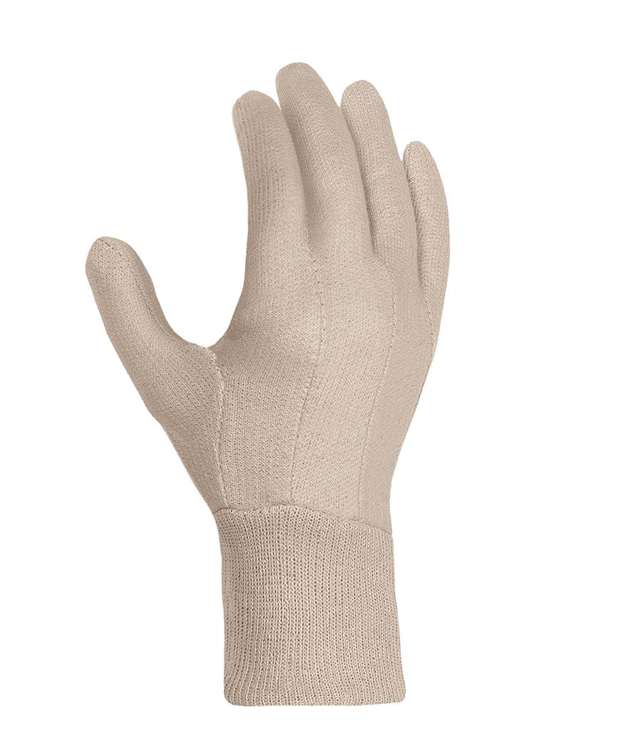 teXXor® Baumwolljersey-Handschuhe MITTELSCHWER in Rohweiß – Vorderansicht