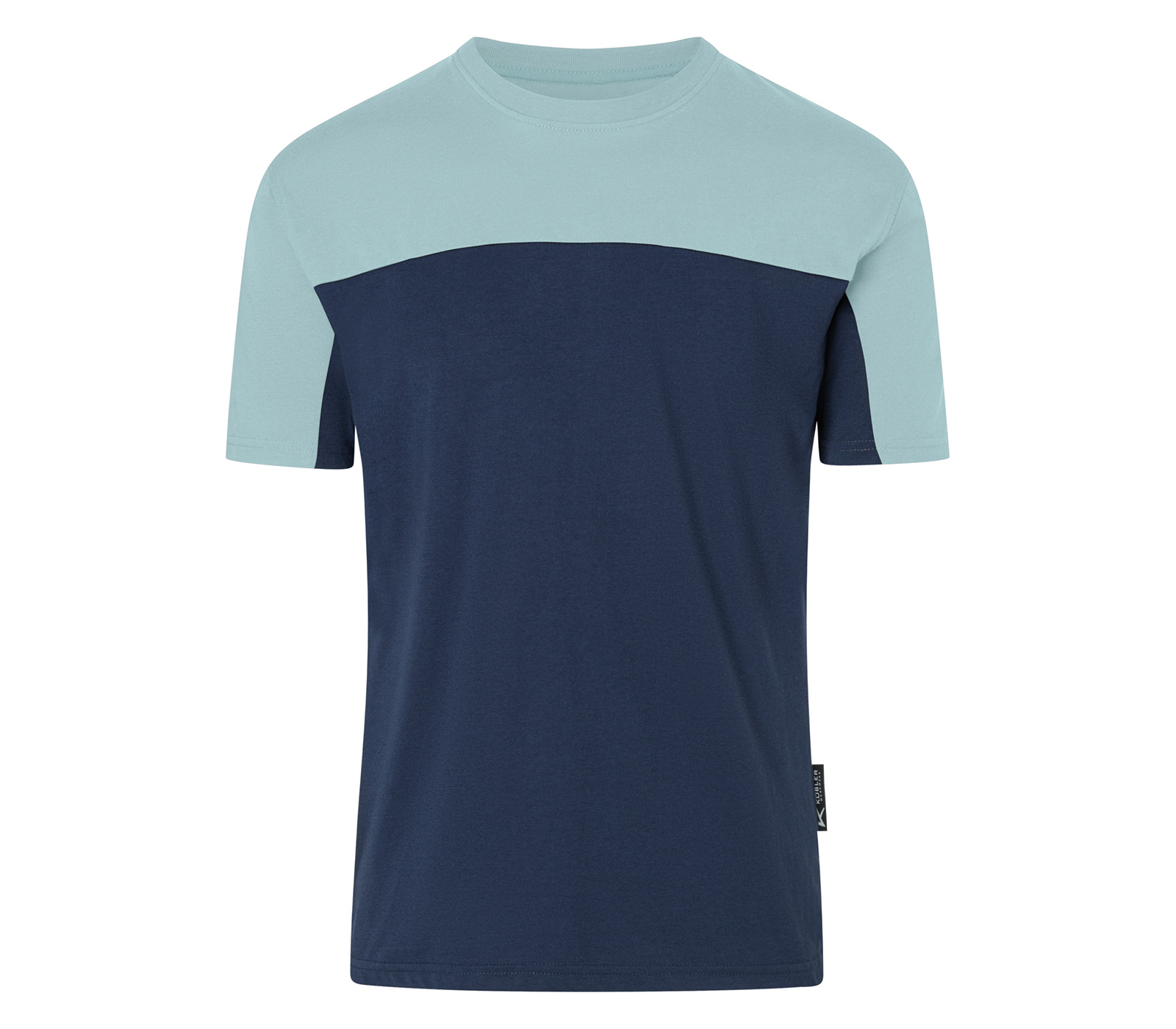 KÜBLER SHIRTS T-Shirt in Dunkelblau/Eisblau – Vorderansicht