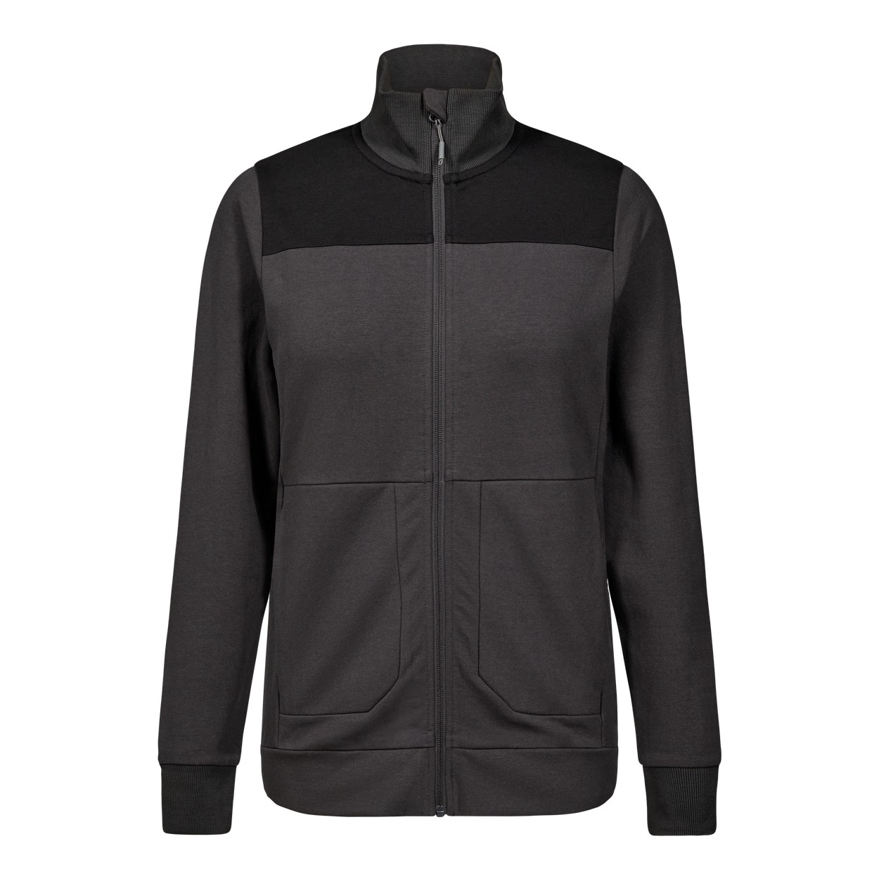 ENGEL Entire 8335-247 Damen Sweatcardigan mit Kragen in Anthrazitgrau/Schwarz – Vorderansicht