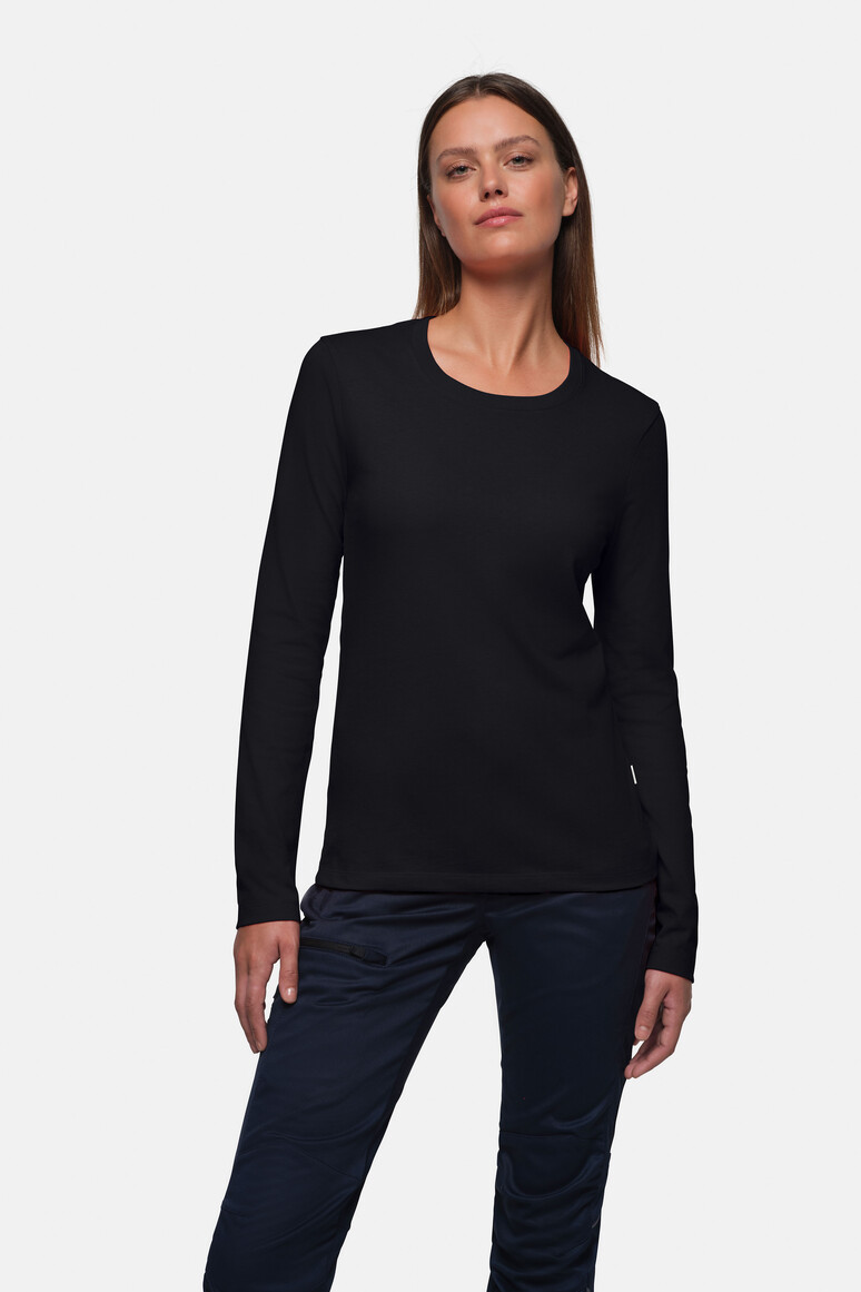 HAKRO 179 Damen Longsleeve MIKRALINAR® in Schwarz – Modellansicht