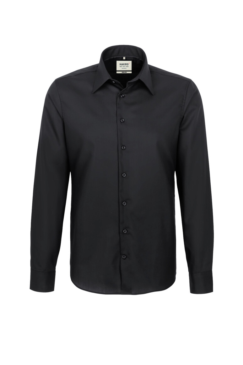 HAKRO 105 Hemd Business Regular in Schwarz – Vorderansicht