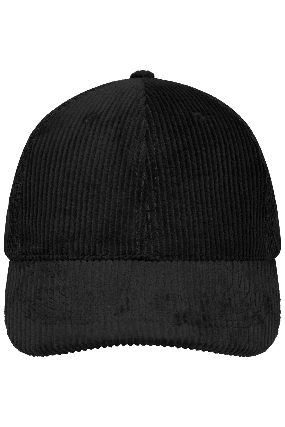 Daiber 6 Panel Corduroy-Mesh Cap Organic Cotton in Black/Black – Vorderansicht