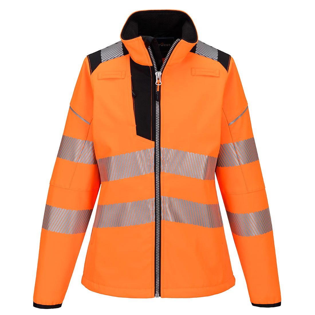 Portwest PW3 Hi-Vis Women's Softshell (3L) in Orange/Schwarz – Vorderansicht
