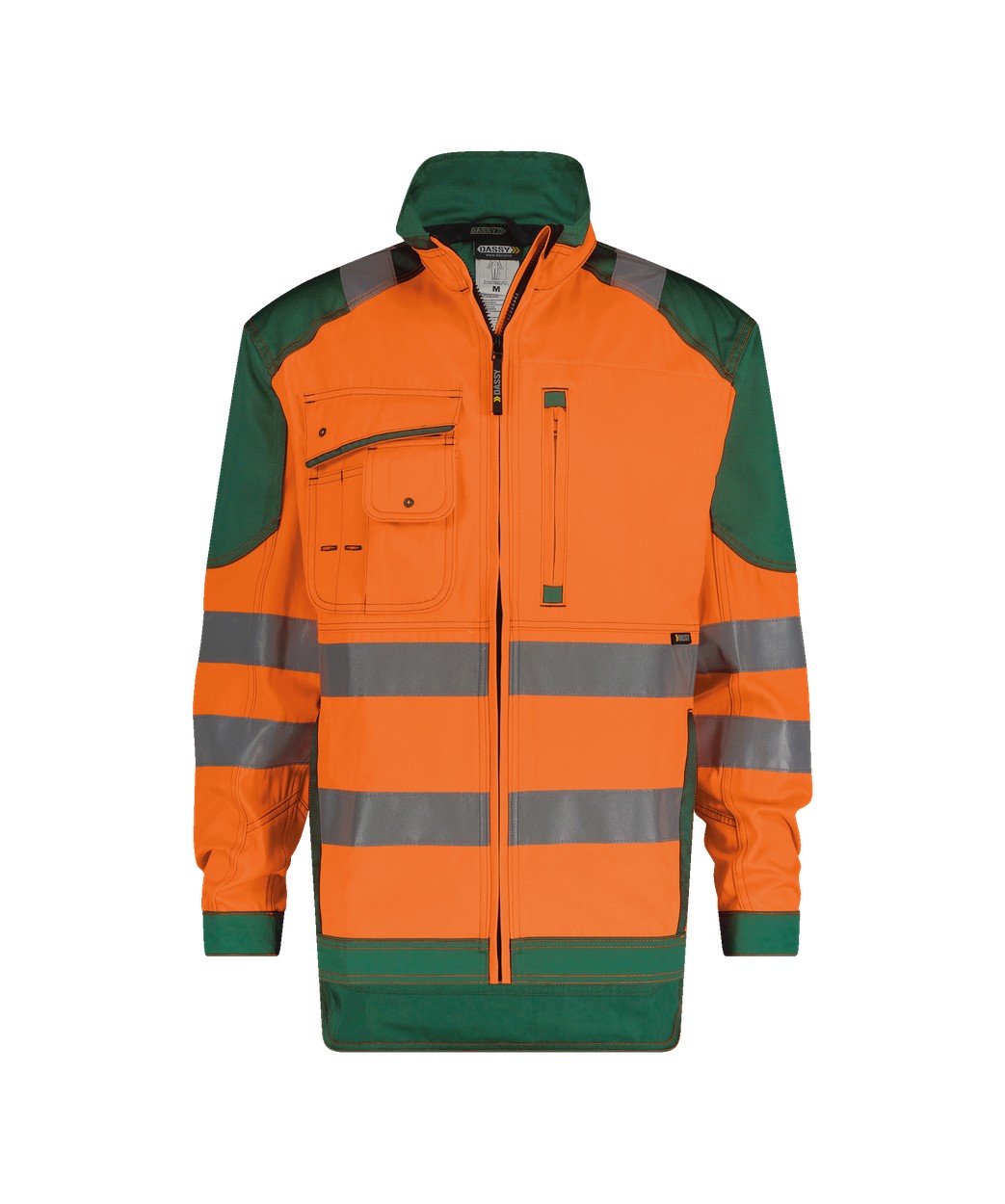 DASSY® Orlando in Neonorange/Flaschengrün – Vorderansicht