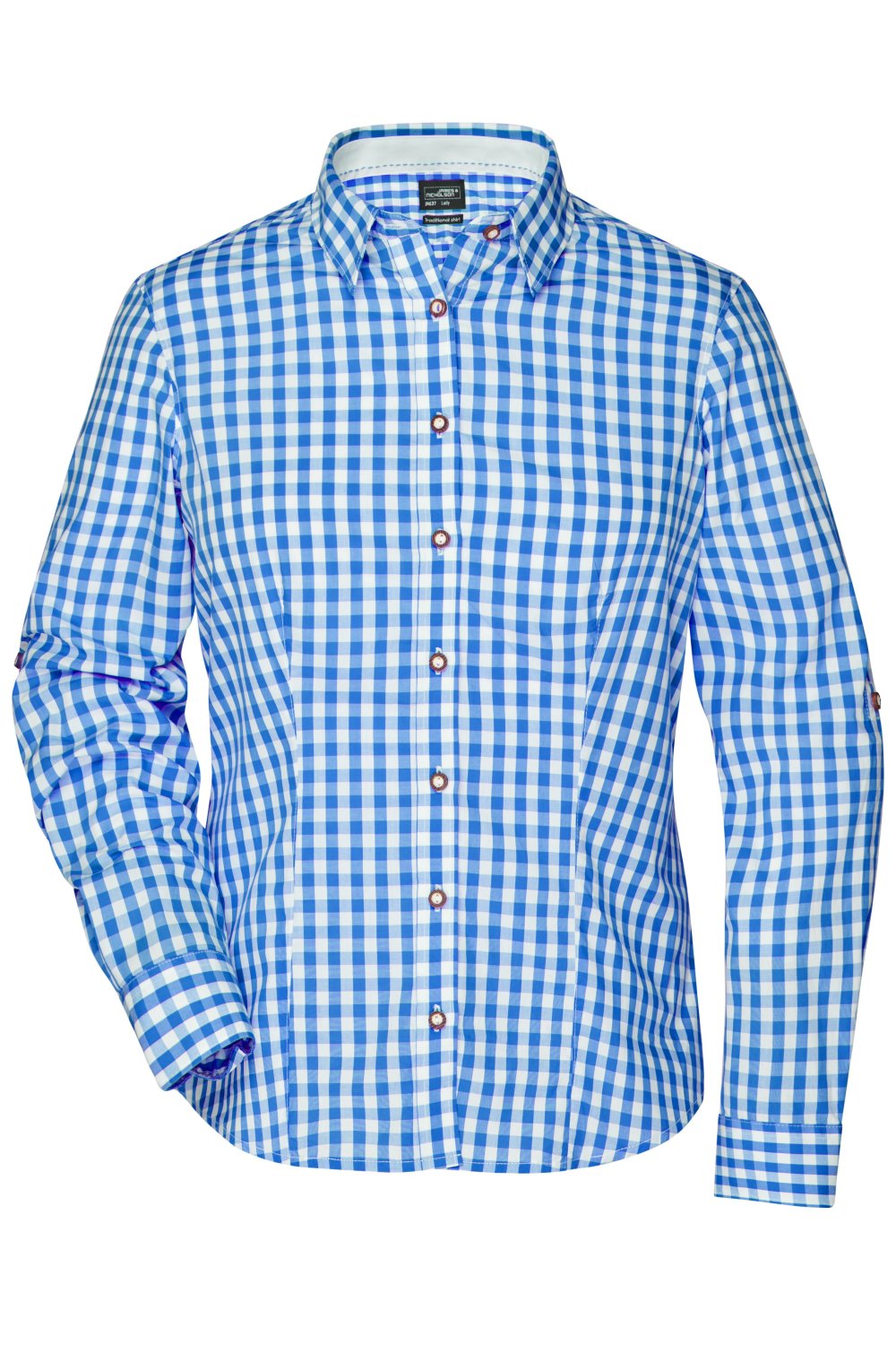 Daiber Ladies' Traditional Shirt in Royal/White – Vorderansicht