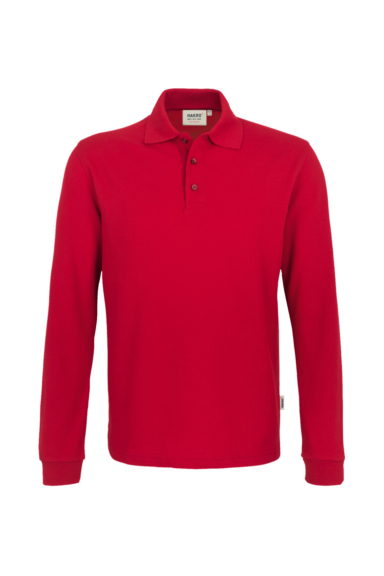 HAKRO 815 Longsleeve-Poloshirt MIKRALINAR® in Rot – Vorderansicht
