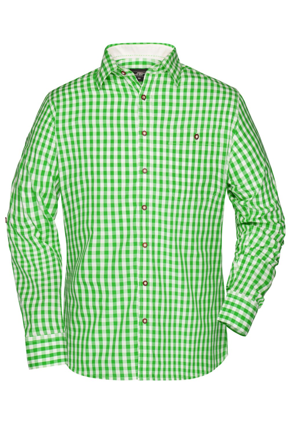 Daiber Men's Traditional Shirt in Green/White – Vorderansicht