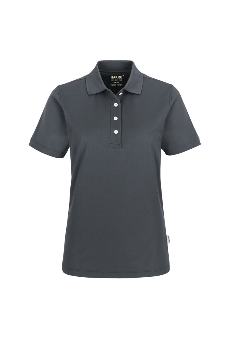 HAKRO 206 Damen Poloshirt COOLMAX® ECO in Anthrazit – Vorderansicht