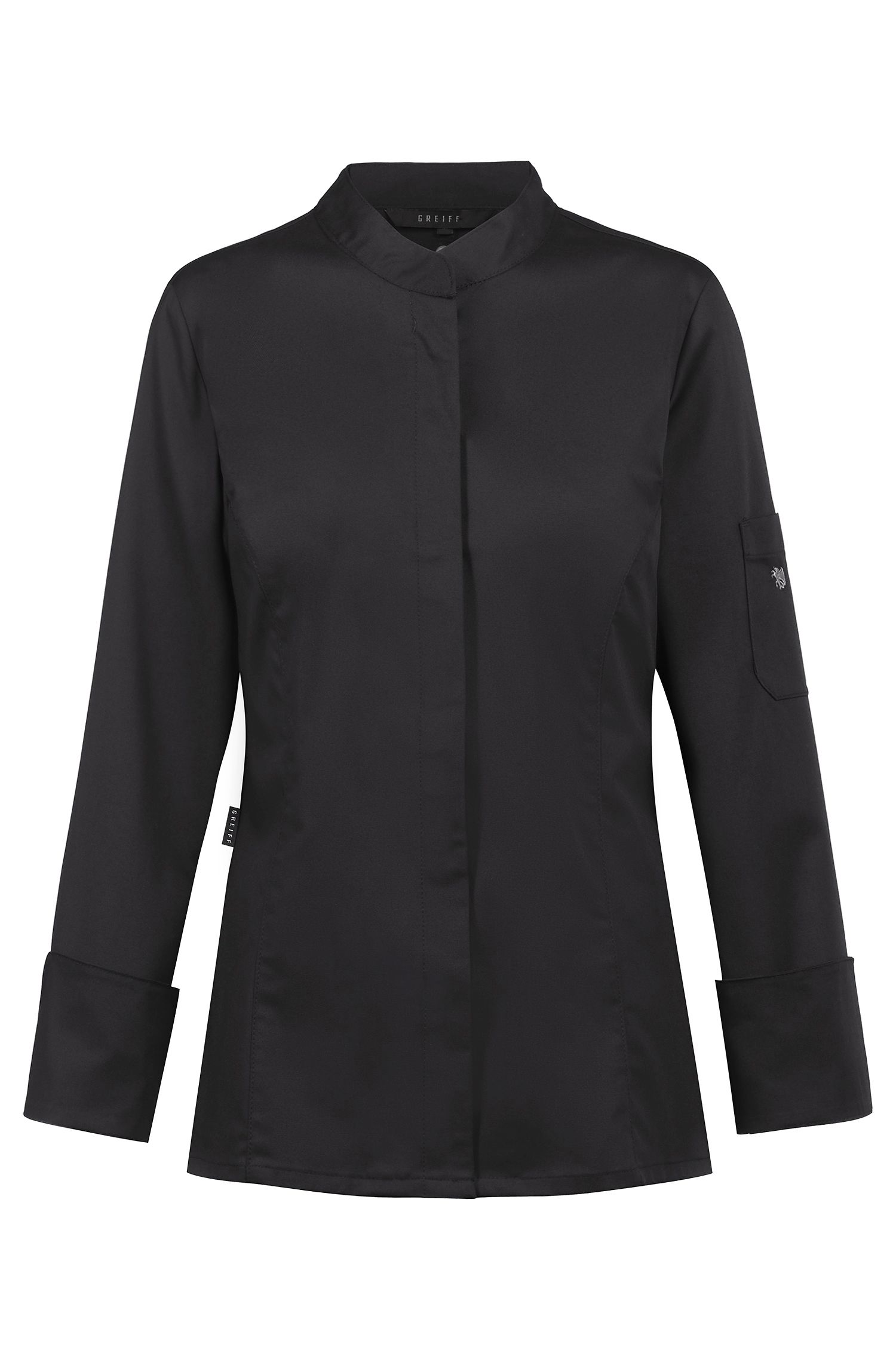 Greiff Damen Kochjacke RF in Schwarz – Vorderansicht